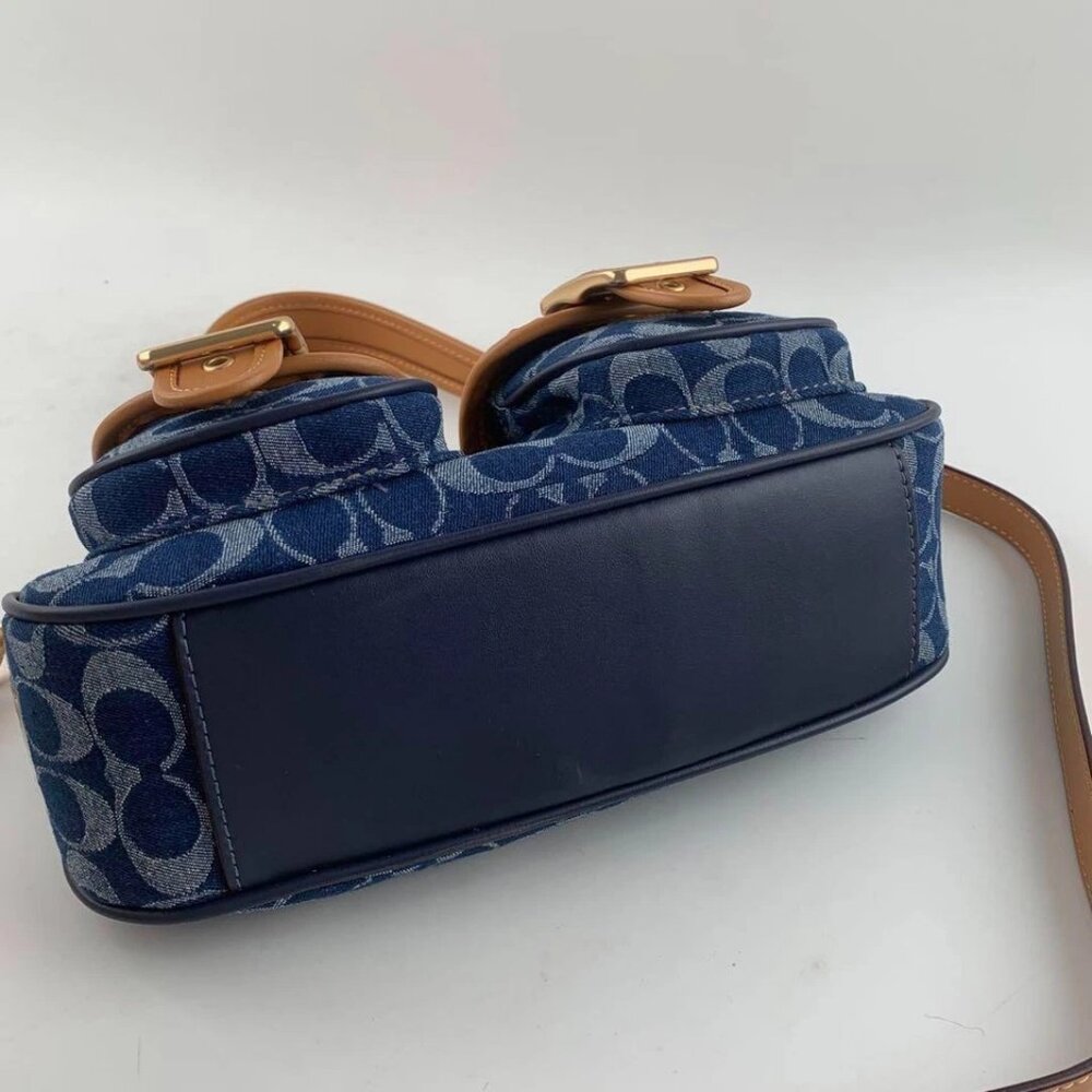 Coach Blue and Tan Designer Shoulder Bag - Picture 7 of 9